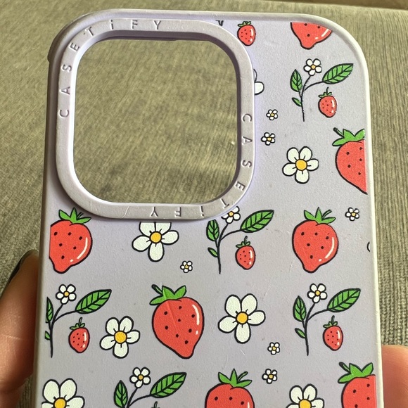 Casetify iPhone 14 Pro Case Mel Stringer Purple Strawberry Protective EUC - Picture 2 of 10